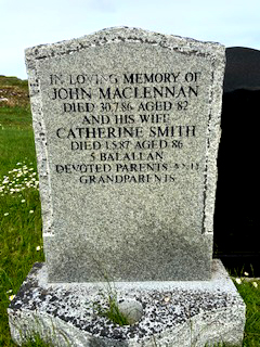 Photo of headstones/John MacLennan d1986 hdstn Laxay New cem Lewis